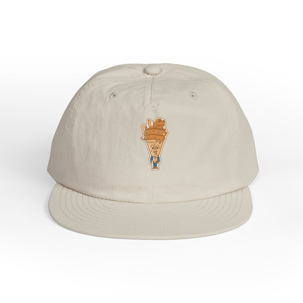 Surfer Character Surf Cap | Beach Wave Hat, Embroidered Surfboard Graphic