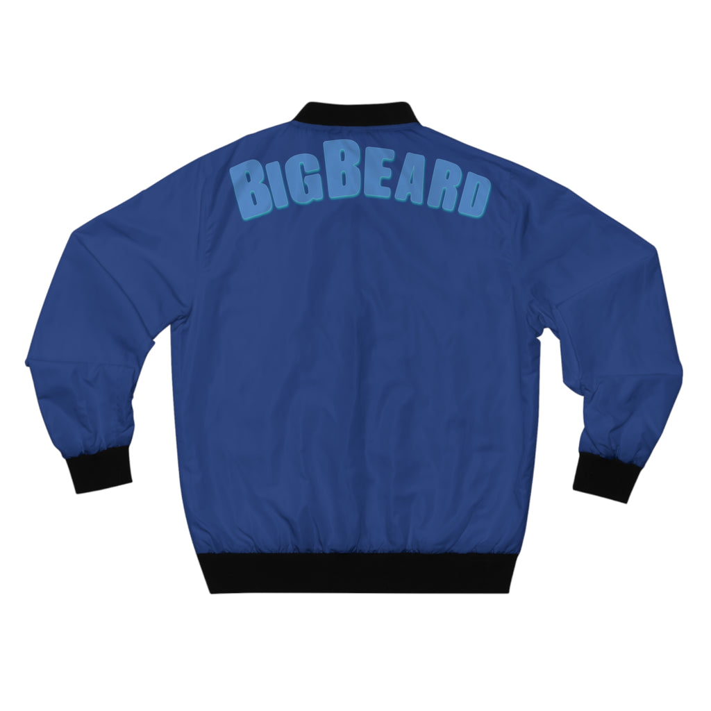 Big Beard bomber jacket | Blue text graphic jacket