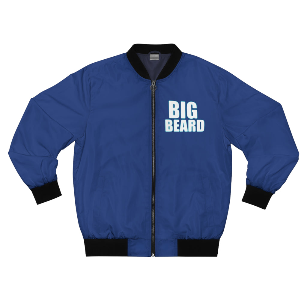 Big Beard bomber jacket | Blue text graphic jacket