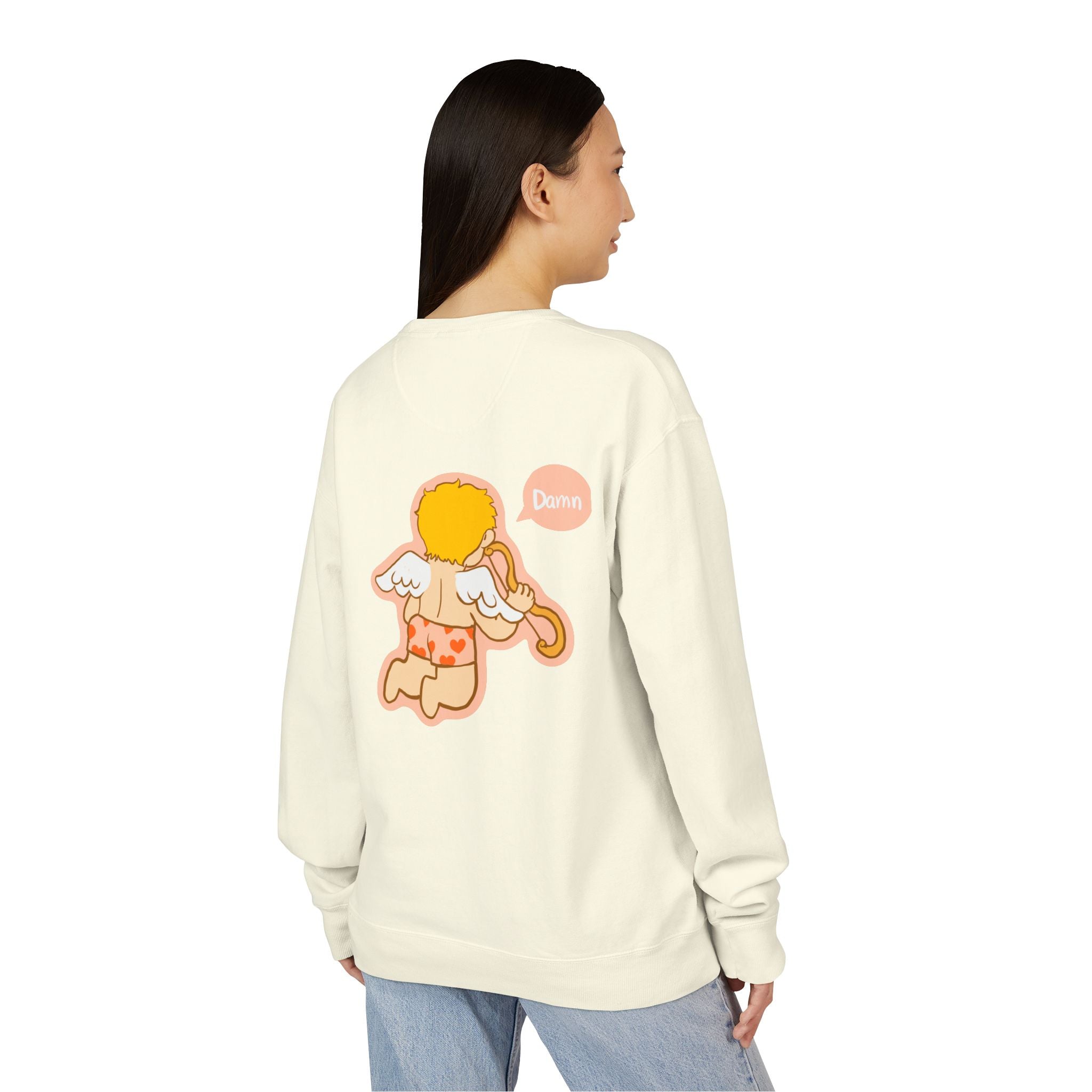 Cute Cupid Angel Illustration Sweatshirt | BigBeard Graphic Crewneck