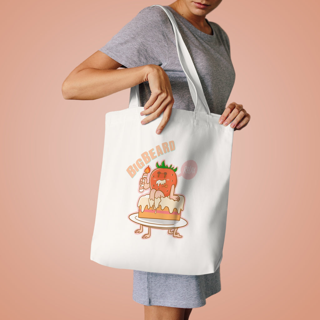 Big Beard Tomato Character Tote Bag | Cute Food Illustration Tote