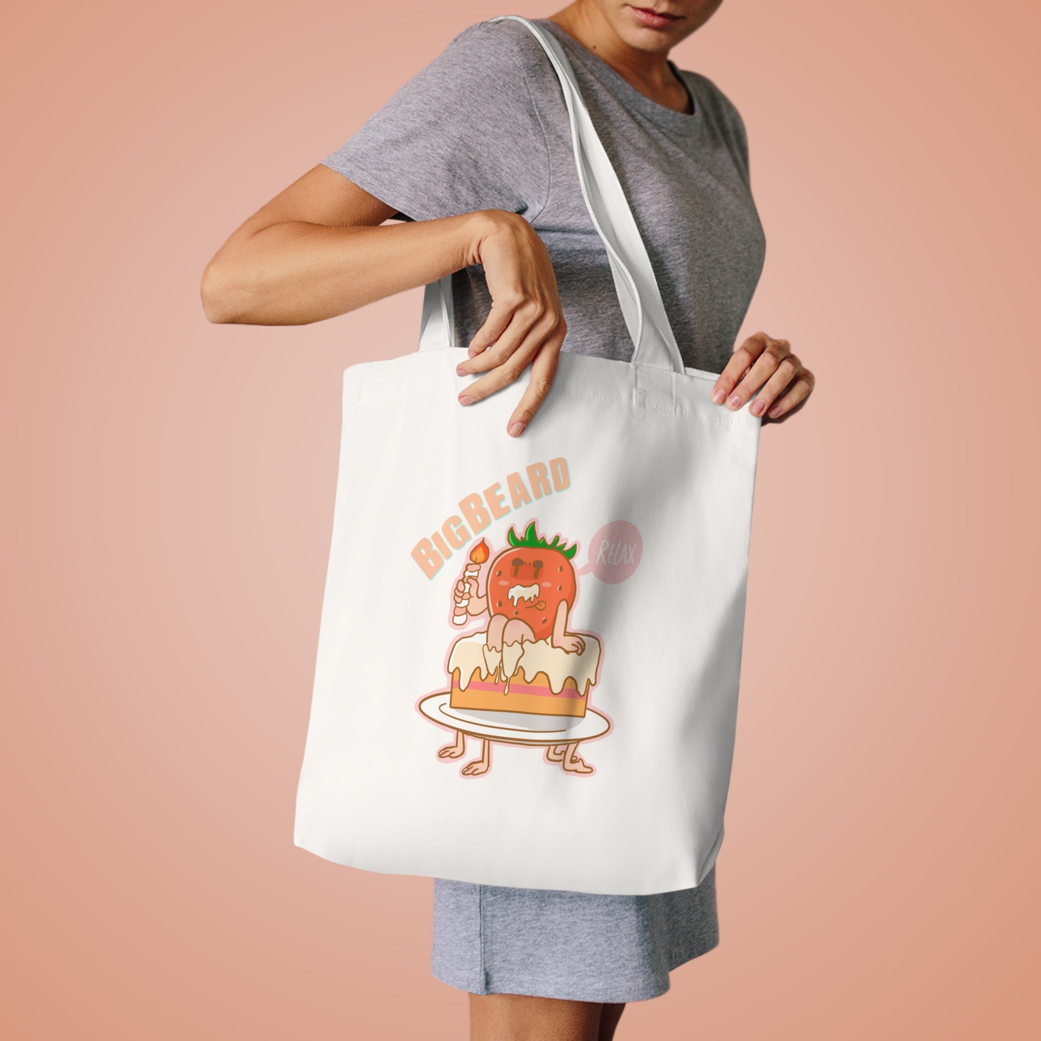 Big Beard Tomato Character Tote Bag | Cute Food Illustration Tote