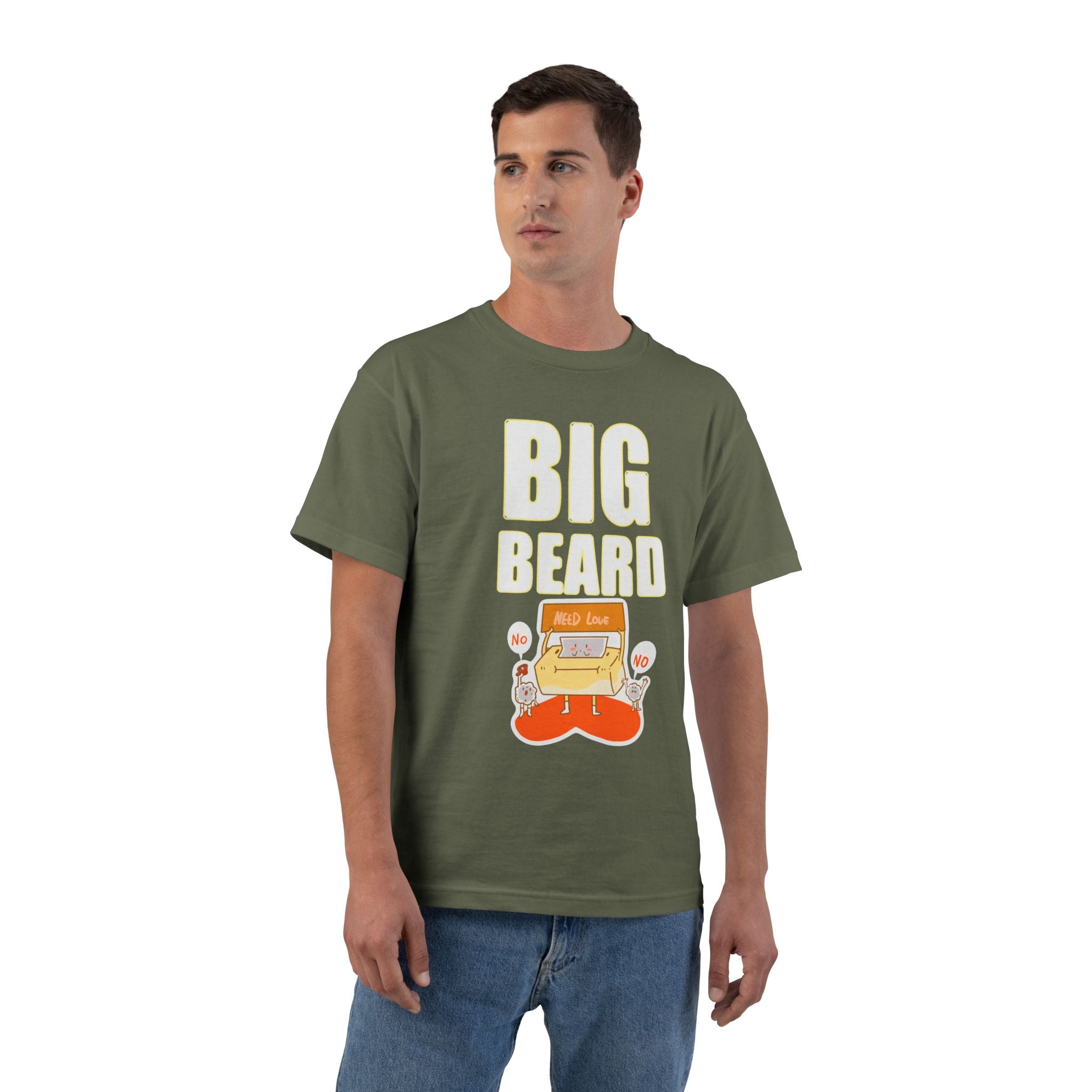 Copy of Big Beard T-Shirt | Bold Text with Green Beard Graphic