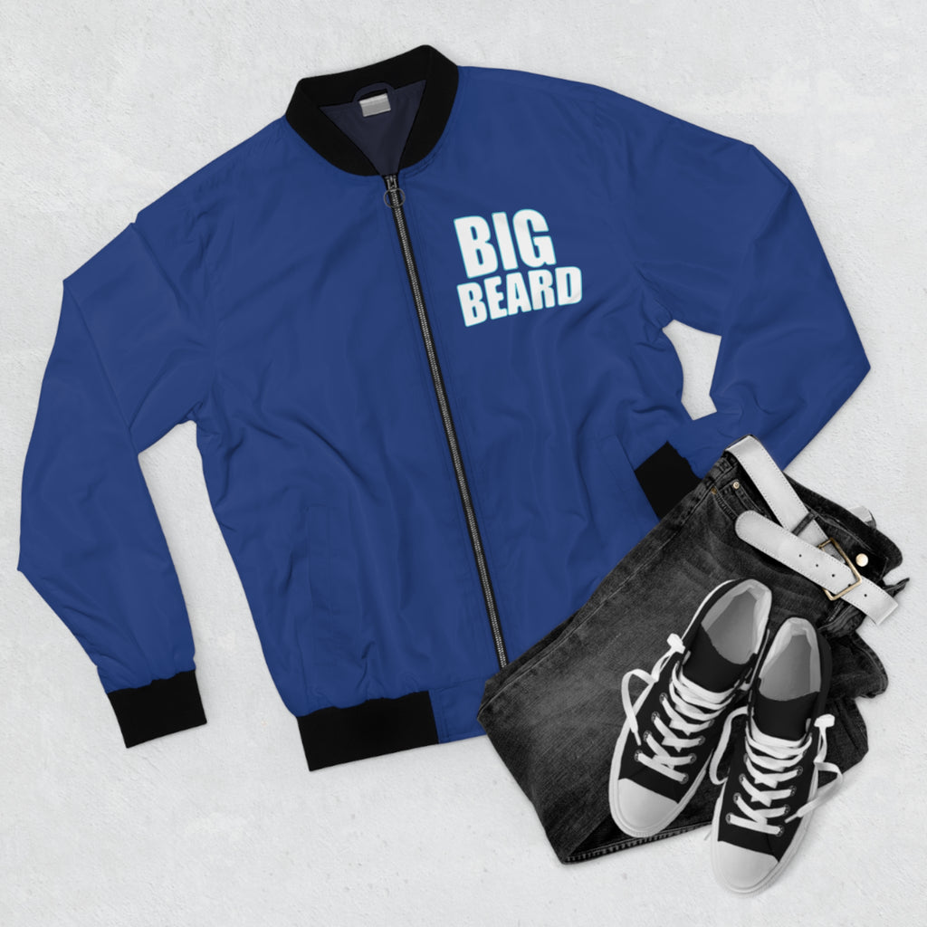 Big Beard bomber jacket | Blue text graphic jacket